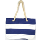 Large Canvas Beach Tote With Rope Handles And Zipper Closure